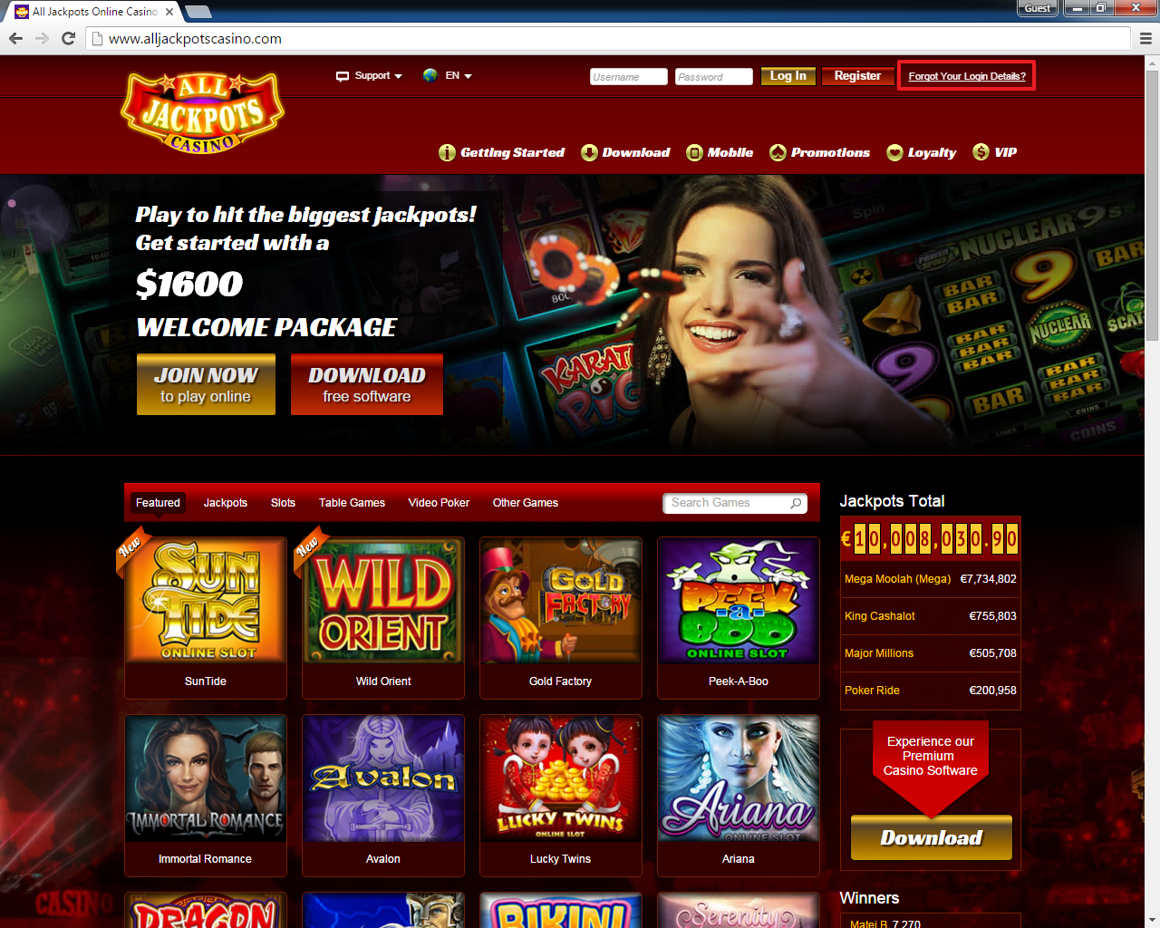 All Jackpots casino login 2