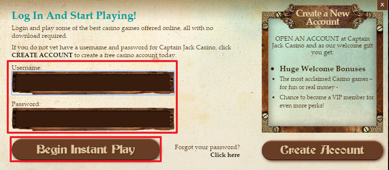 Captain Jack Casino login 3