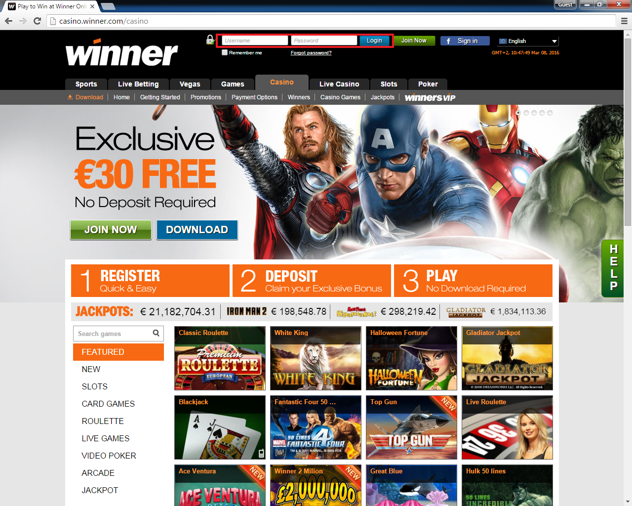 Winner casino login 2