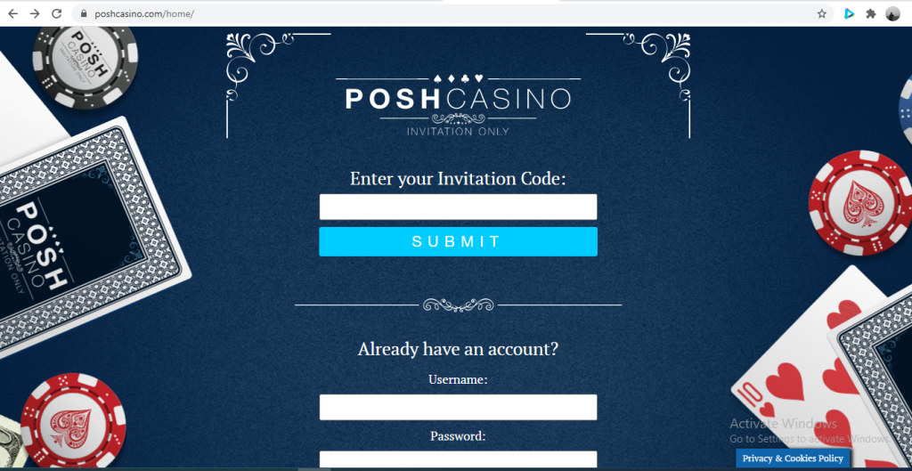 Posh Casino Homepage